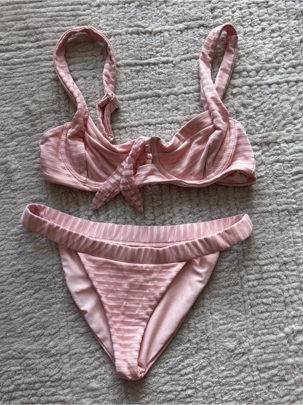 Tularosa Blush Ribbed Bikini Set Medium